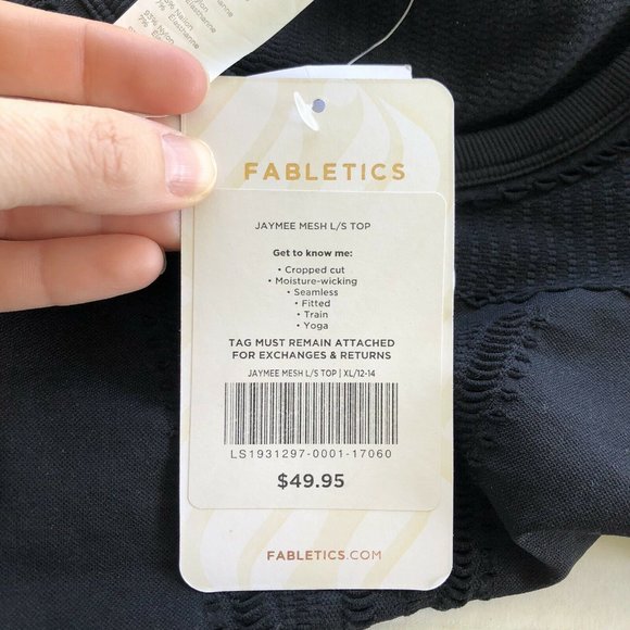 New Fabletics Jaymee Mesh Black Crop Cropped Top - Picture 6 of 8